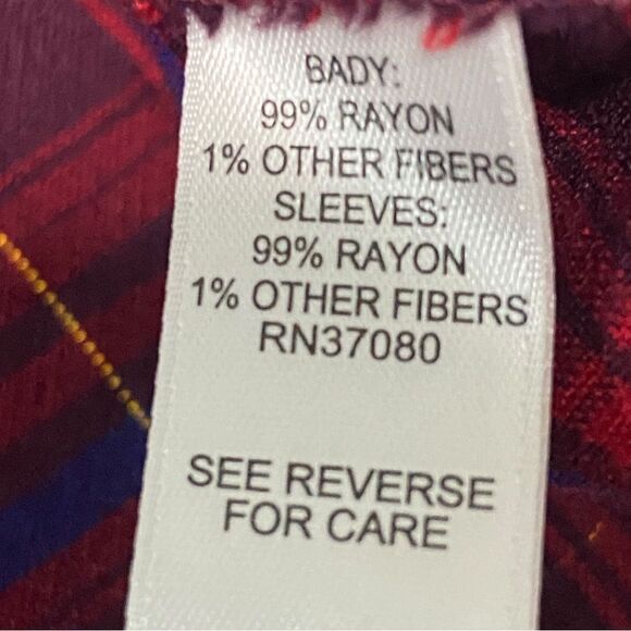 Cato Long Sleeve Red Blue and Metallic Gold  Plaid Button Up  Plus Size 18/20W - Picture 7 of 7